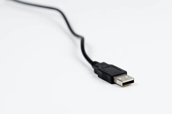 Черный Кабель Usb Белом Фоне — стоковое фото