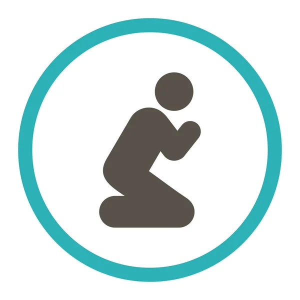 Pray Glyph Icon Rounded Flat Symbol Drawn Grey Cyan Colors — Stock Photo, Image