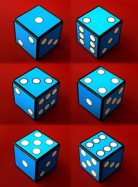 Six Dices Red Background — Stock Photo, Image