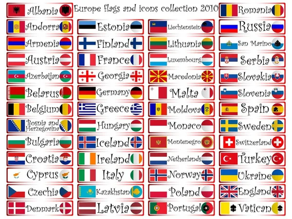 Bandiere Icone Europee Collezione Completa Sfondo Bianco Illustrazione Astratta Arte — Foto Stock