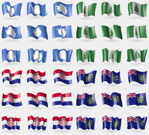 Antarctica Norfolk Island Croatia Pitcairn Islands Set Flags Countries World — Stock Photo, Image