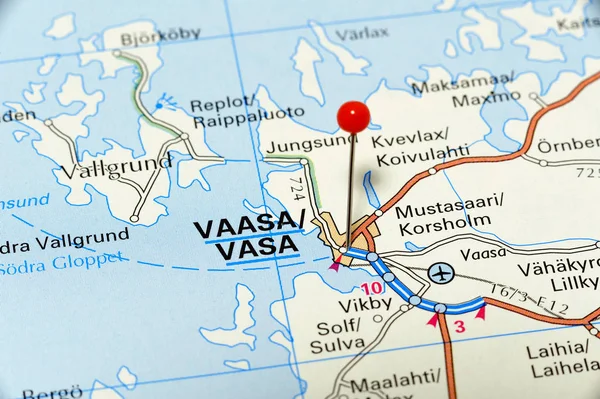 Closeup Map Vasa Vasa City Finland — Stock Photo, Image