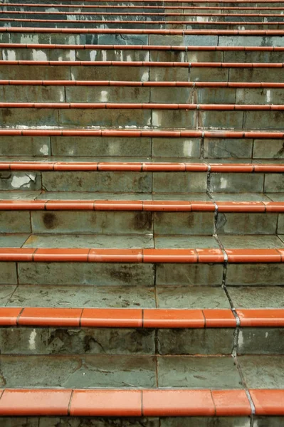 Stairway Made Concrete Blocks Red Tiles — Stock Photo, Image