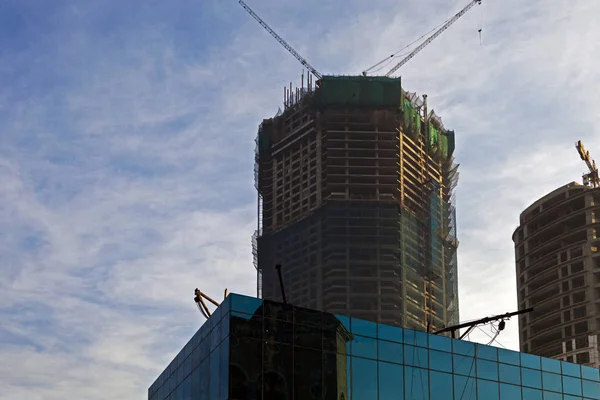 Manhã Cedo Paisagem Cor Horizontal Desenvolvimentos Urbanos Edifícios Arranha Céus — Fotografia de Stock