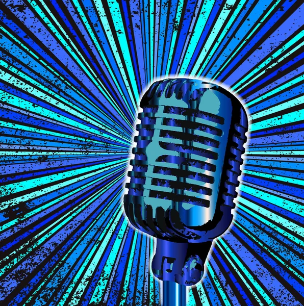 Abstract Retro Grunge Backround Ontwerpelement Blues Met Retro Microfoon — Stockfoto