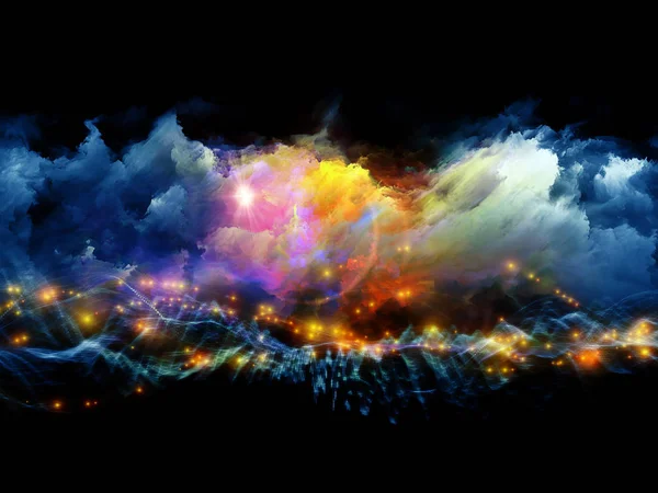 Composición Nubes Espuma Fractal Luces Abstractas Como Metáfora Conceptual Sobre —  Fotos de Stock