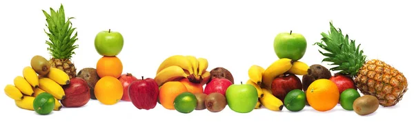 Grupo Frutas Frescas Isoladas Sobre Fundo Branco — Fotografia de Stock
