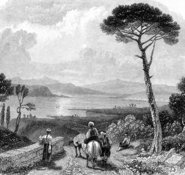 Hellespont Grawerowanie 1832 Roku Grawerowane Przez Finden Rysunku Przez Harding — Zdjęcie stockowe