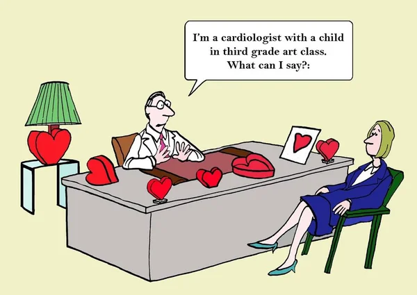 Ben Een Cardioloog Met Een Kind Derde Klas Kunst Klasse — Stockfoto