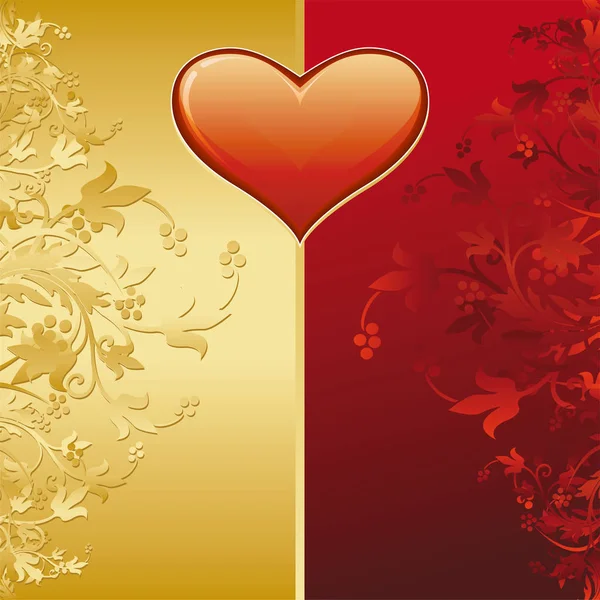 Αγίου Βαλεντίνου Κάρτα Χρυσή Διακόσμηση Και Καρδιά Σχήμα — Φωτογραφία Αρχείου