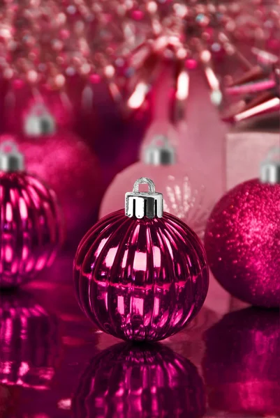 Ornamenti Natale Rosa Con Sfondo Stella — Foto Stock