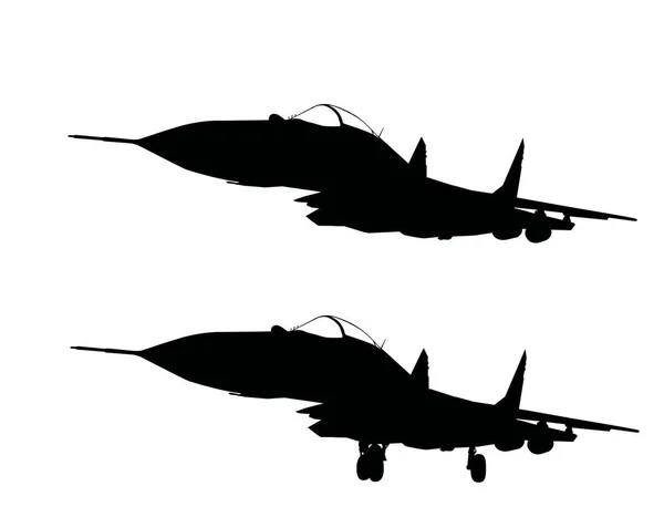 Διανυσματική Σιλουέτα Μαχητικών Αεροσκαφών Ξεχωριστά Στρώματα — Φωτογραφία Αρχείου