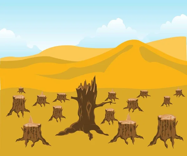 Dolů Naštípané Dřevo Desert Ecological Katastrofa — Stock fotografie