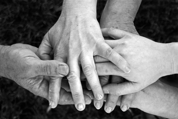 Menschenhände Schwarz Und Weiß — Stockfoto