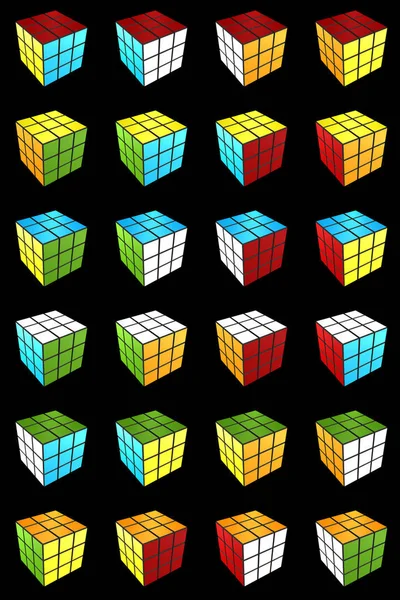 Cubo Rubik Completado Sobre Fondo Negro Render — Foto de Stock
