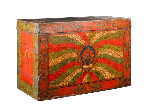 Tibetanska Grejer Forntida Buddhism Bible Box Isolerad — Stockfoto