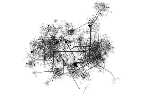 Stadtplan Entwurf Einer Stadt Auf Weißem Hintergrund — Stockfoto