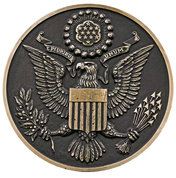 Close Bronze Plaque Great Seal United States Front View Clipping — Stock Photo, Image