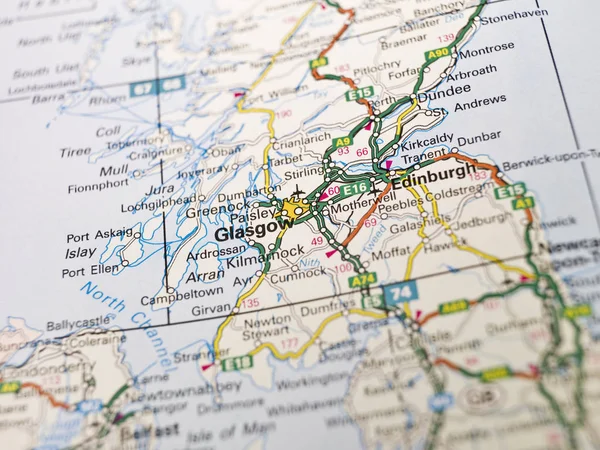 苏格兰格拉斯哥地图 — 图库照片