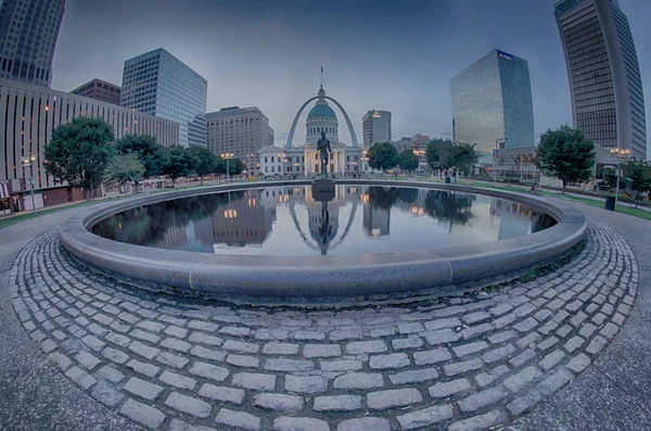 Edificios Del Skyline Del Centro Louis Por Noche —  Fotos de Stock