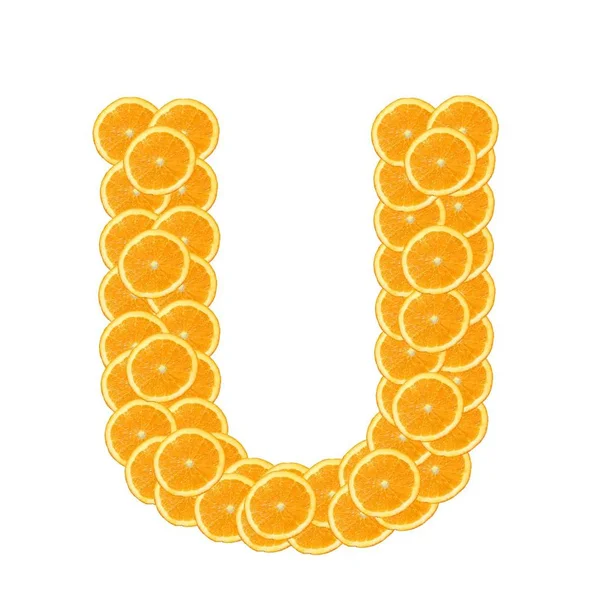 Healthy Orange Fruit Alphabet Font Isolated White Background — Stock Photo, Image