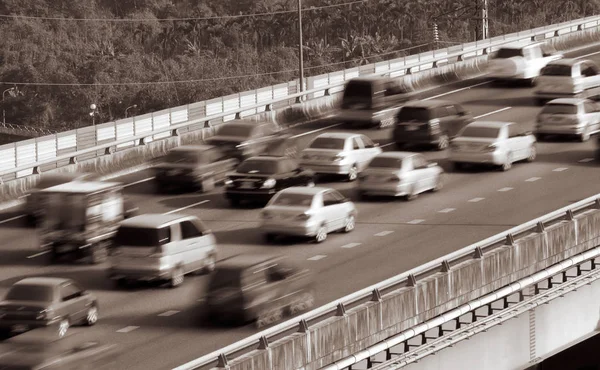 Verkeer Van Auto Rijden Snel Snelweg — Stockfoto