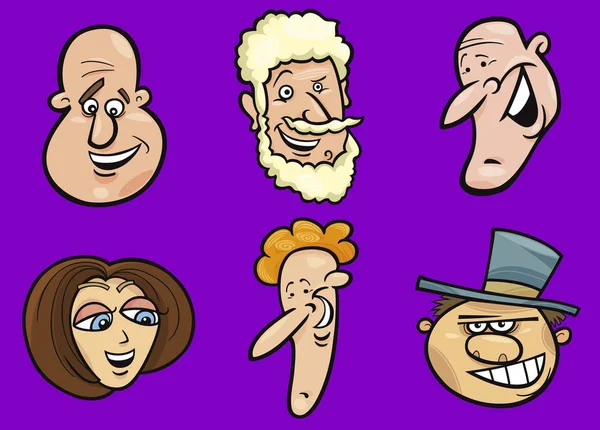 Desenhos Animados Ilustração Pessoas Felizes Rostos Set — Fotografia de Stock