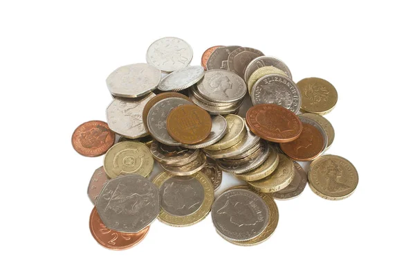 Англійські Валютні Монети Білому Фоні — стокове фото