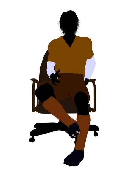 Männlicher Fußballspieler Sitzt Einem Stuhl Art Illustration Silhouette Auf Weißem — Stockfoto