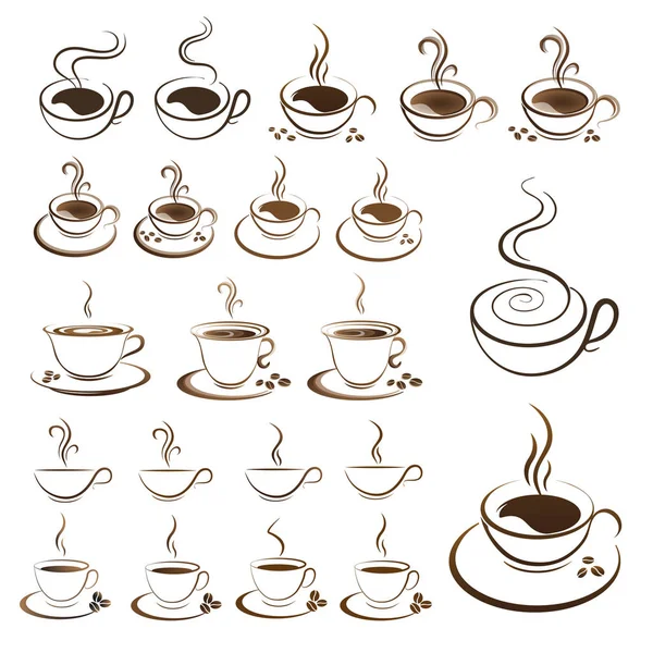 Clipart Instellen Warme Koffie Kopje Vector Een Witte Achtergrond — Stockfoto