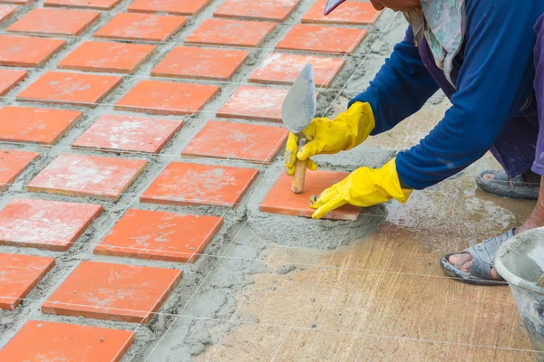 Paving Clay Tiled Walkway — Stock Photo, Image
