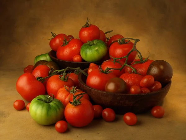 Still Life Tomatoes Showing Different Kinds Product — Stock Photo, Image