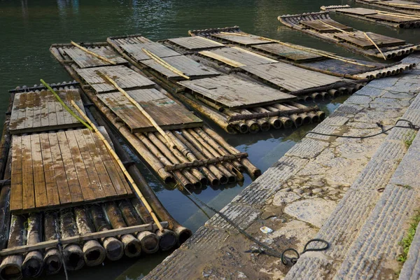 Image Bamboo Rafts Yangshuo Guilin China — Stock Photo, Image