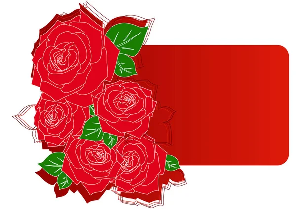 赤いバラのイラストとグリーティングカード — ストック写真