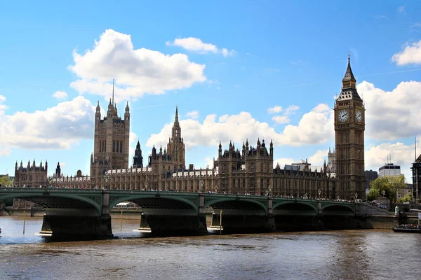 London Eye Dan Westminster Manastırı Big Ben Londra Köprüsünün Görünümü — Stok fotoğraf