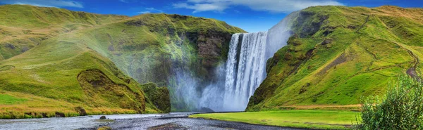 Ganeral Погляд Seljalandsfoss Падає Ісландія Панорама — стокове фото
