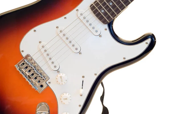 Beyaz Bir Arka Plan Karşı Izole Bir Elektro Gitar — Stok fotoğraf