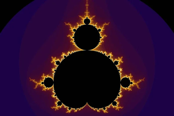 Mandelbrot Fractal Färgerna Lila Gyllene Gul Blå — Stockfoto