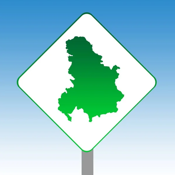 Serbia Montenegro Map Road Sign Green Isolated White Blue Sky — Stock Photo, Image