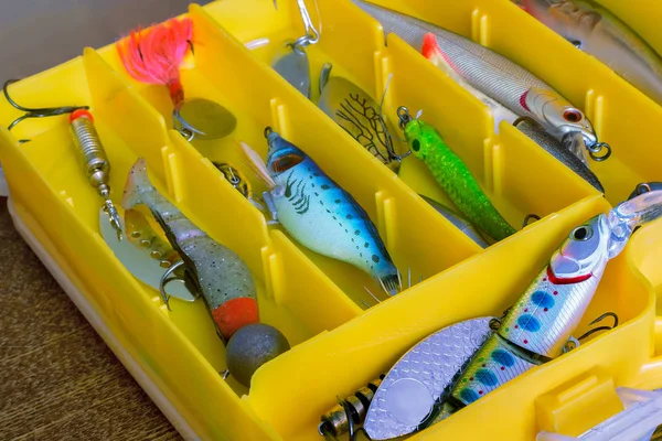 플라스틱 노란색 컨테이너에서는 물고기를 잡으려고 — 스톡 사진