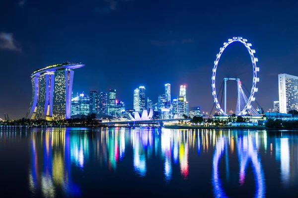 Singapour Nuit Vue Sur Paysage Urbain — Photo