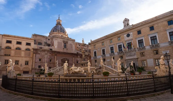 Vista Fontana Delle Vergogne Piazza Pretoria Palermo Italia — Foto de Stock