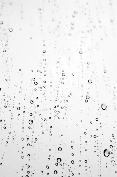 Gotas Lluvia Ventana Inclinada Vidrio Dof Poco Profundo — Foto de Stock