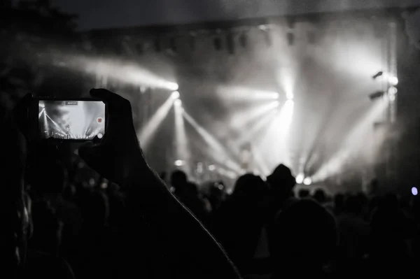 Rockkonsert Ljusshow Allmänheten Frankrike Europa — Stockfoto