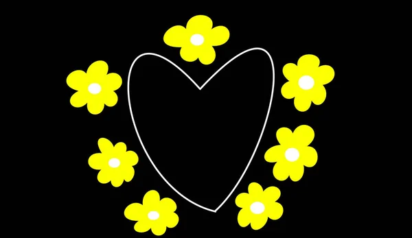 Yellow Flowers Heart — Stock Photo, Image