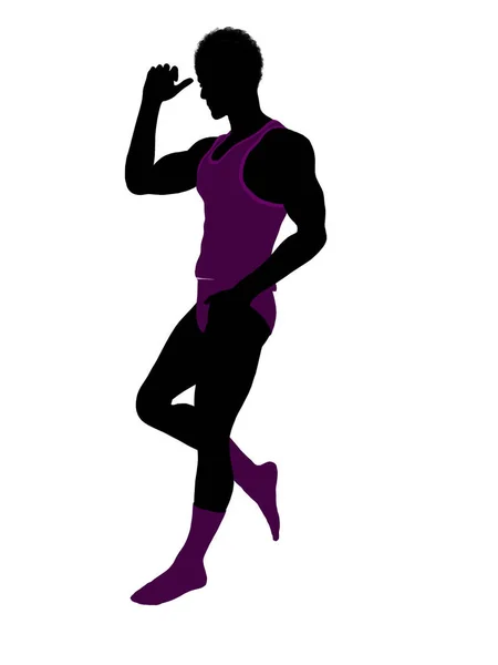 Afrikansk Amerikansk Manlig Modell Klädd Underkläder Illustration Silhouette Vit Bakgrund — Stockfoto