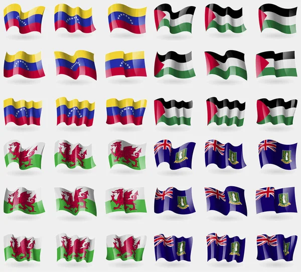 Venezuela Palestina Gales Virginislandsuk Conjunto Banderas Los Países Del Mundo — Foto de Stock