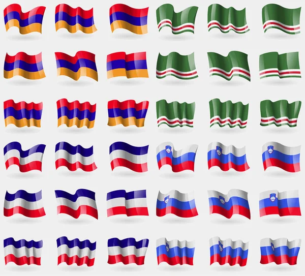 Armenia República Chechena Ichkeria Los Altos Eslovenia Conjunto Banderas Los — Foto de Stock