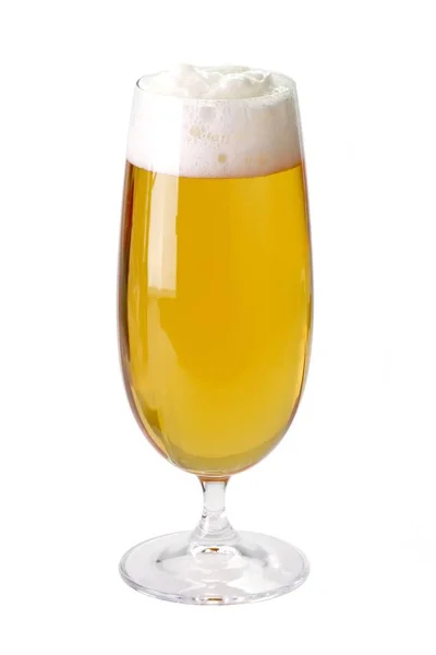 Een Glas Koud Biertje Geïsoleerd Een Witte Achtergrond — Stockfoto