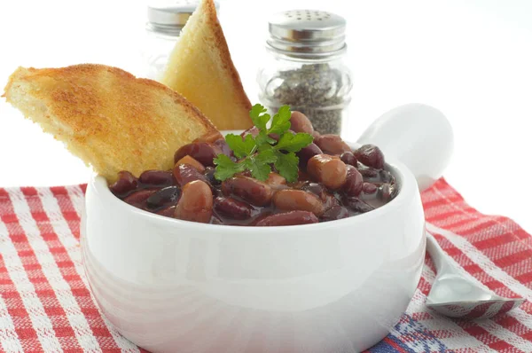 Bowl Baked Beans Served Toast — Stock Photo, Image